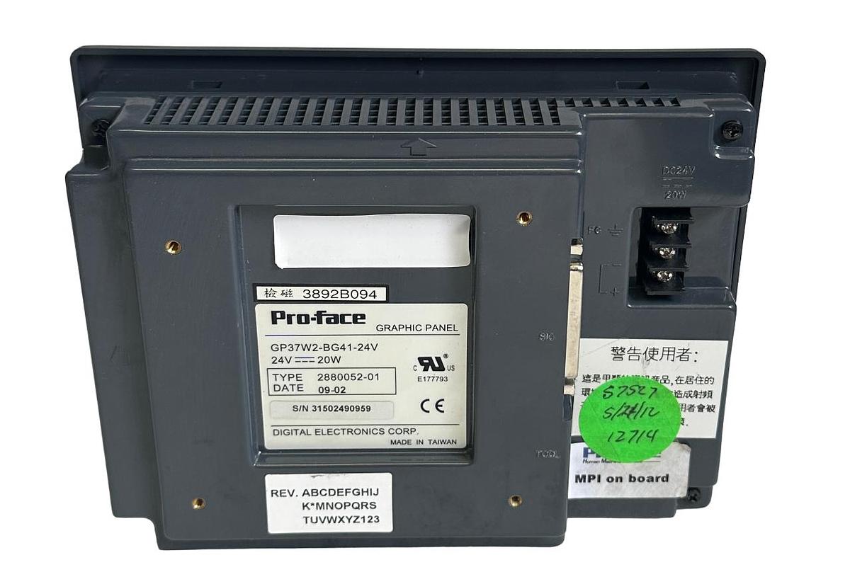Used PRO-FACE 2880052-01 / GP37W2-BG41-24V GRAPHIC TOUCH PANEL 24VDC 20W 288005201