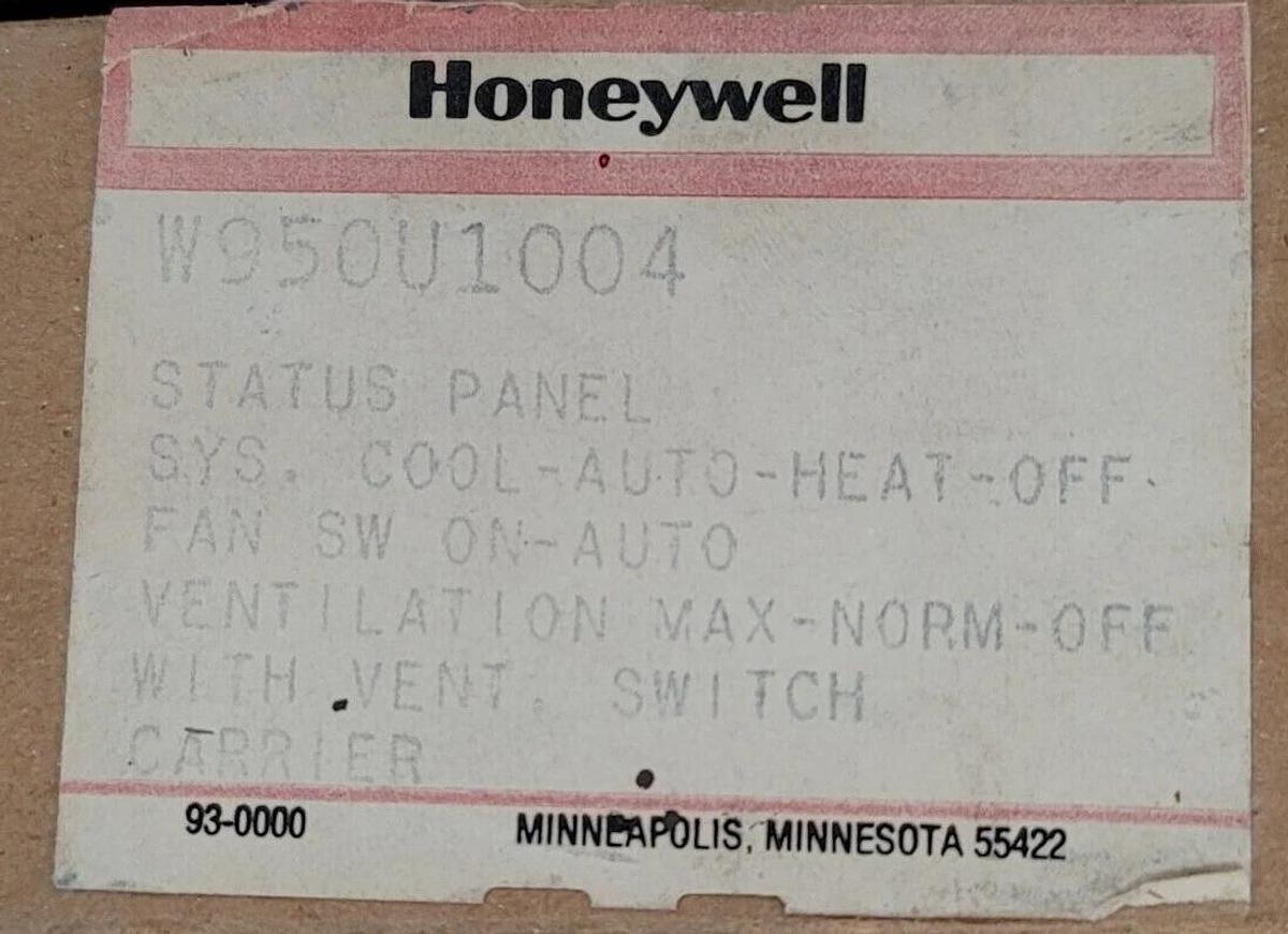 Used NIB HONEYWELL W950U1004 STATUS PANEL W/VENT SWITCH COOL AUTO HEAT OFF