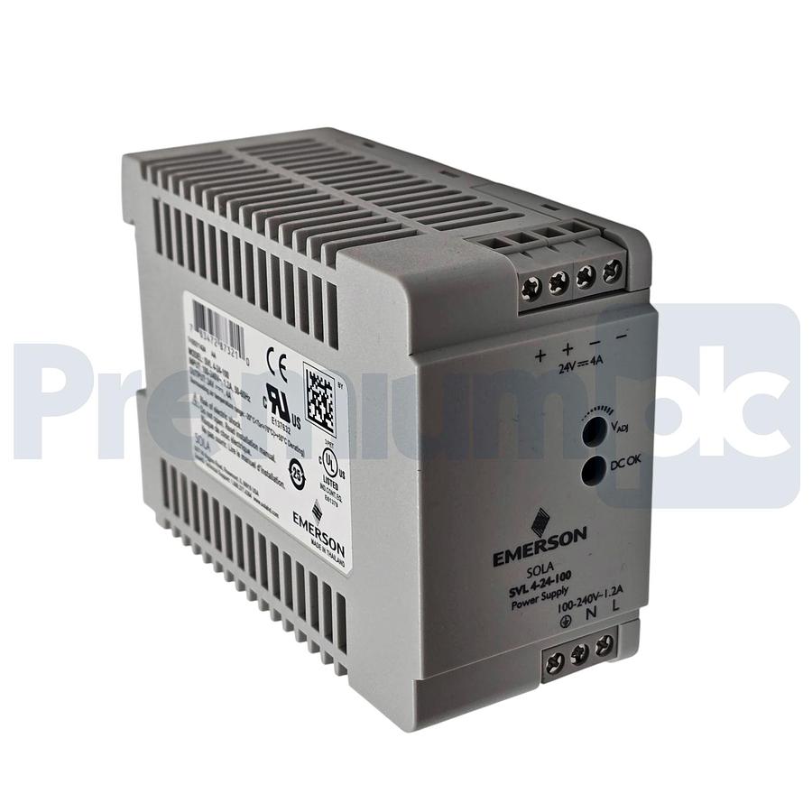 Used Emerson SolaHD SVL 4-24-100 Power Supply In: 100-240V Out: 24VDC 100W SVL424100