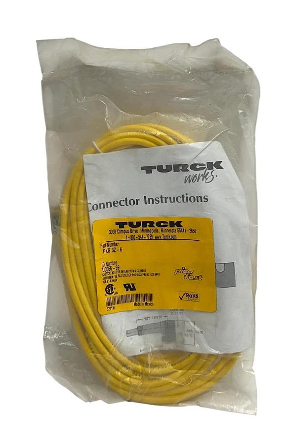 Used 9 TURCK PKG 3Z-6 / U0066-99 PICOFAST SNAP-ON CORDSETS 125V 4A PKG3Z6 NSFS