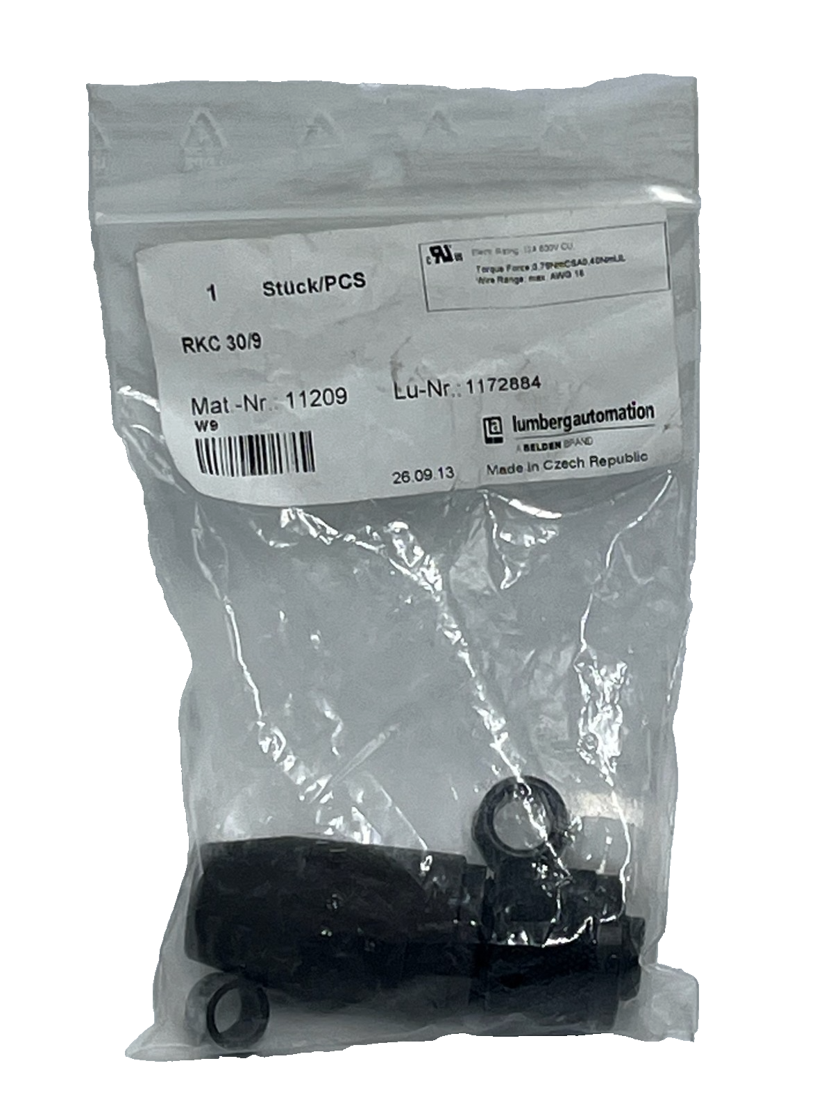 Used Lumberg Automation RKC 30/9 Connector 7/8" Power Female Straight 3-Pin 12A