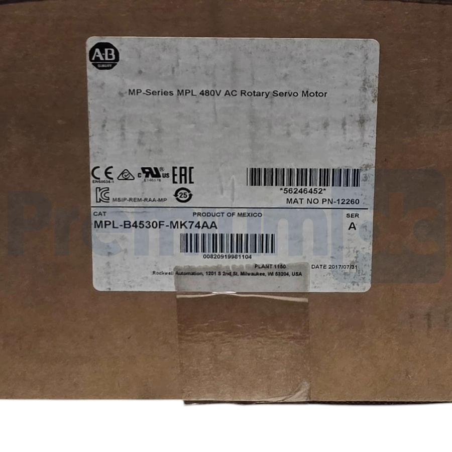 Used Allen Bradley MPL-B4530F-MK74AA /A Servo Motor 460V 3000RPM Keyless w/Brake NSMP