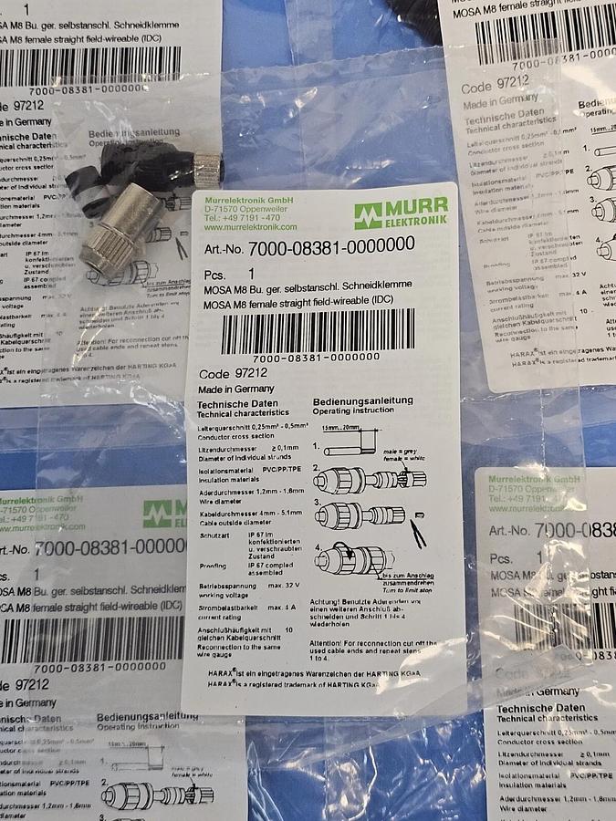 Used LOT OF 5 NEW MURR ELEKTRONIK 7000-08381-0000000 CONNECTORS