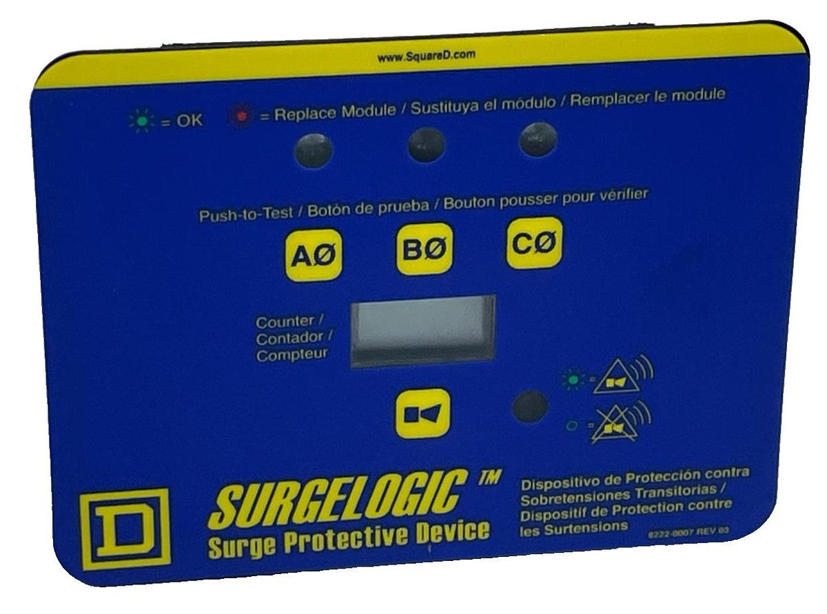 Used Square D TVS3DSPHC Surgelogic TVSS Display Kit | 3-Phase | Counter | Horizontal