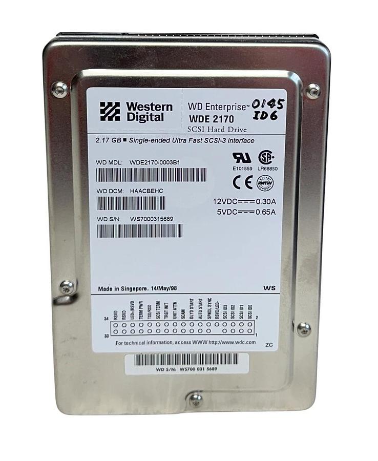 Used WESTERN DIGITAL 4061-001065-006 / WDE2170-0003B1 SCSI-3 HARD DRIVE WDE 2170 USNP