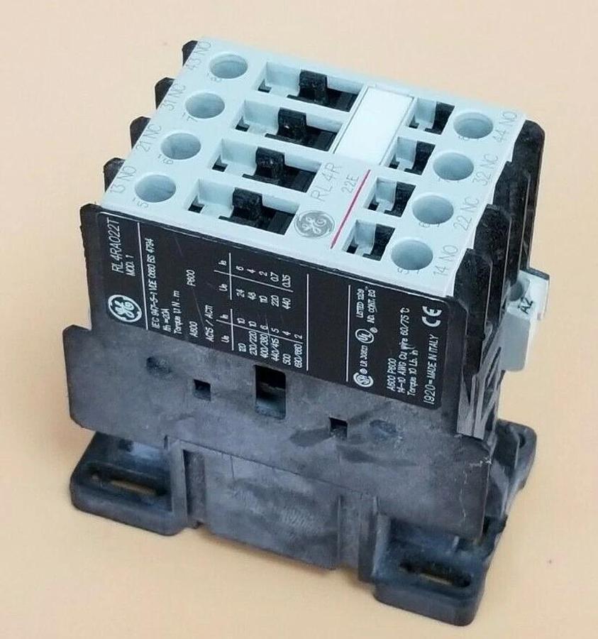 Used GENERAL ELECTRIC RL4RA022T CONTACTOR MOD. 1 W/ LB1AJ COIL 110-120V 50-60HZ