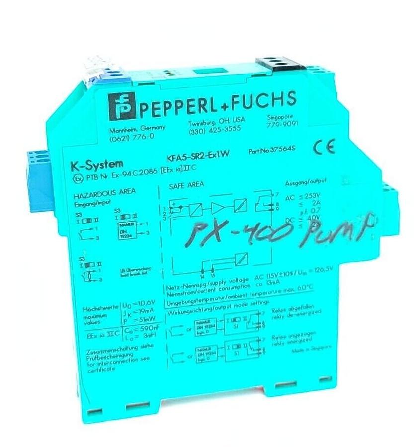 Used PEPPERL+FUCHS KFA5-SR2-EX1.W SWITCH AMPLIFIER PART NO. 375645