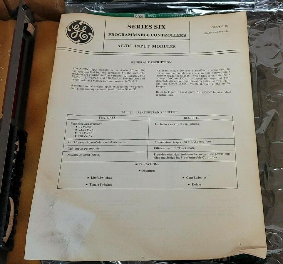 NIB GE FANUC IC600YB802B INPUT MODULE 48VAC W/ IC600FP802A FACEPLATE