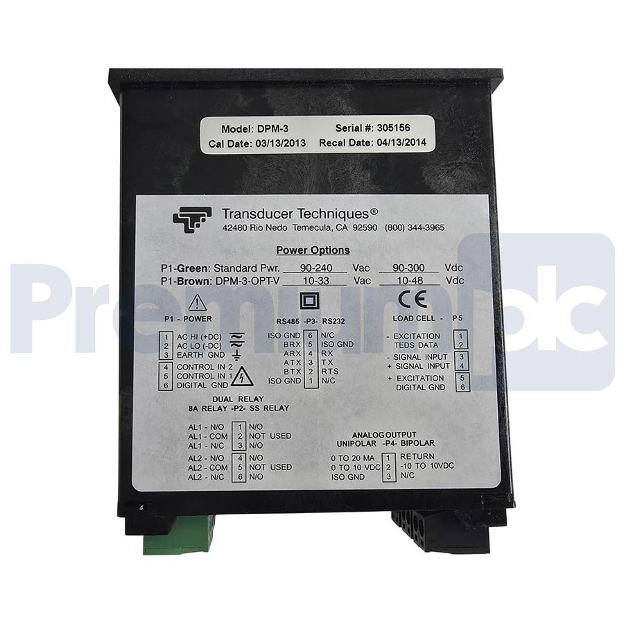 Used TRANSDUCER TECHNIQUES DPM-3 PLUG & PLAY LOAD CELL DIGITAL PANEL METER DPM3 NSMP