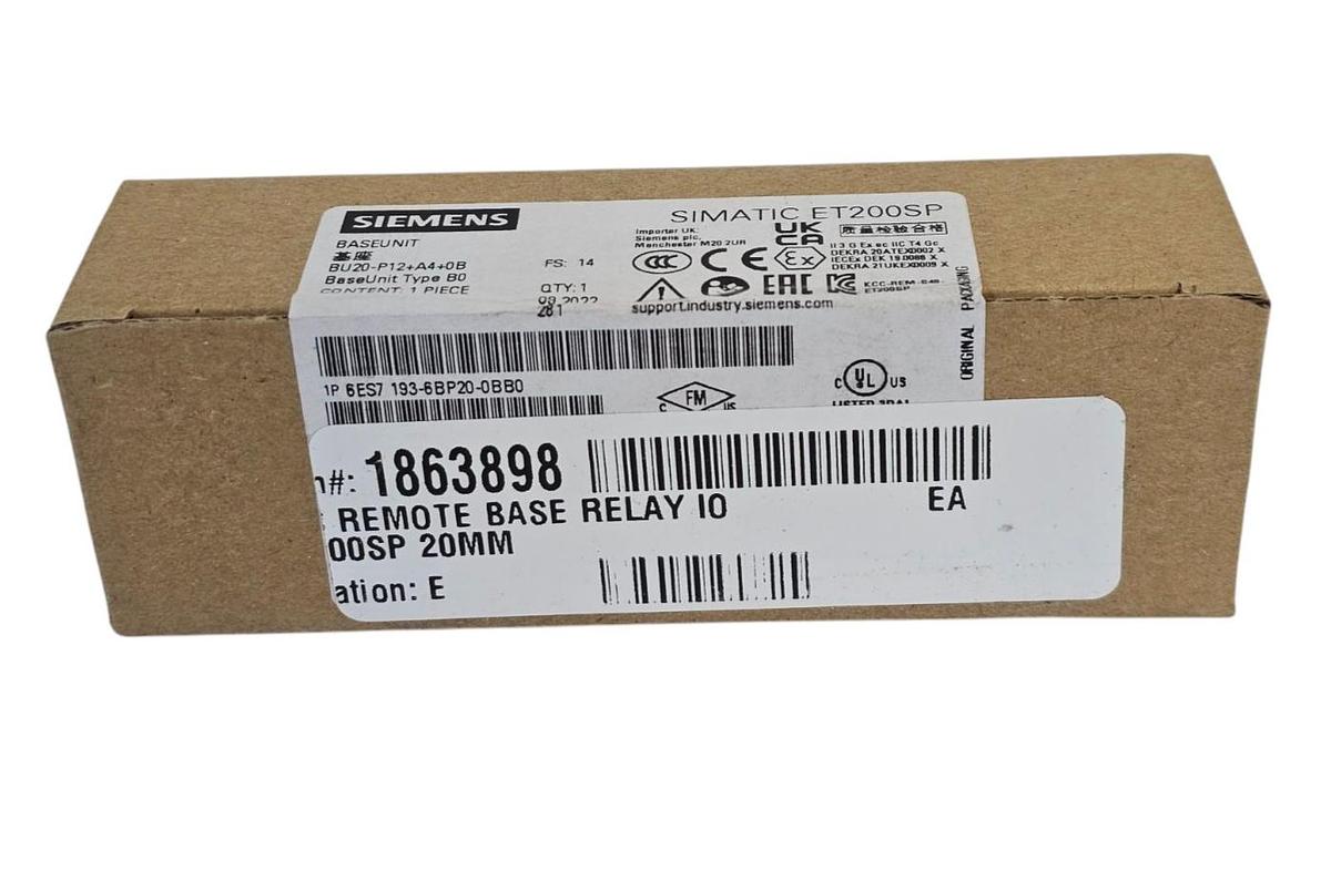 SIEMENS 6ES7193-6BP20-0BB0 BASEUNIT SIMATIC ET200SP 6ES71936BP200BB0 NSFS