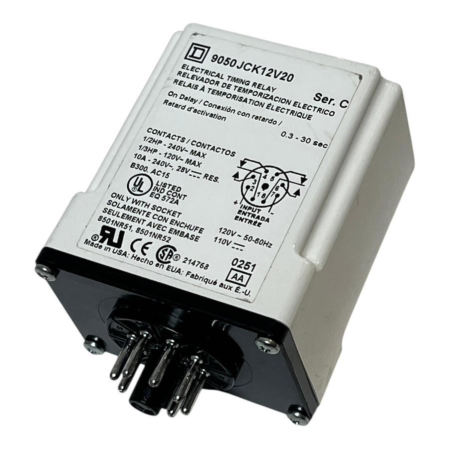 Used Square D 9050JCK12V20 Electrical Timing Relay 120V On Delay New Surplus