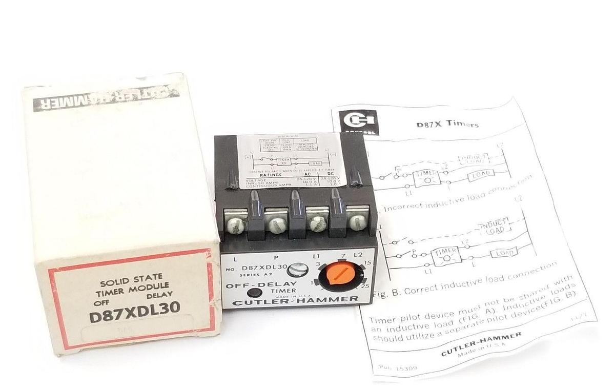 Used NIB EATON CUTLER-HAMMER D87XDL30 SOLID STATE TIMER MODULE OFF DELAY