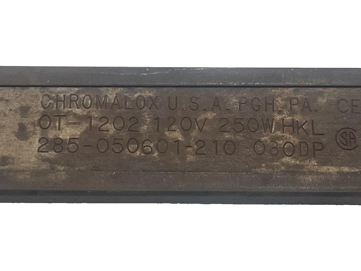 Used Chromalox OT-1202 Strip Heater | 120V 250W | 12" Length | Chrome Steel Sheath