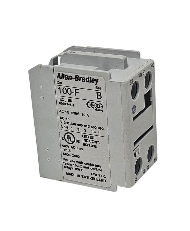 Used NIB ALLEN BRADLEY 100-FA11 AUXILIARY CONTACT FRONT MOUNT. 100FA11 SER. B