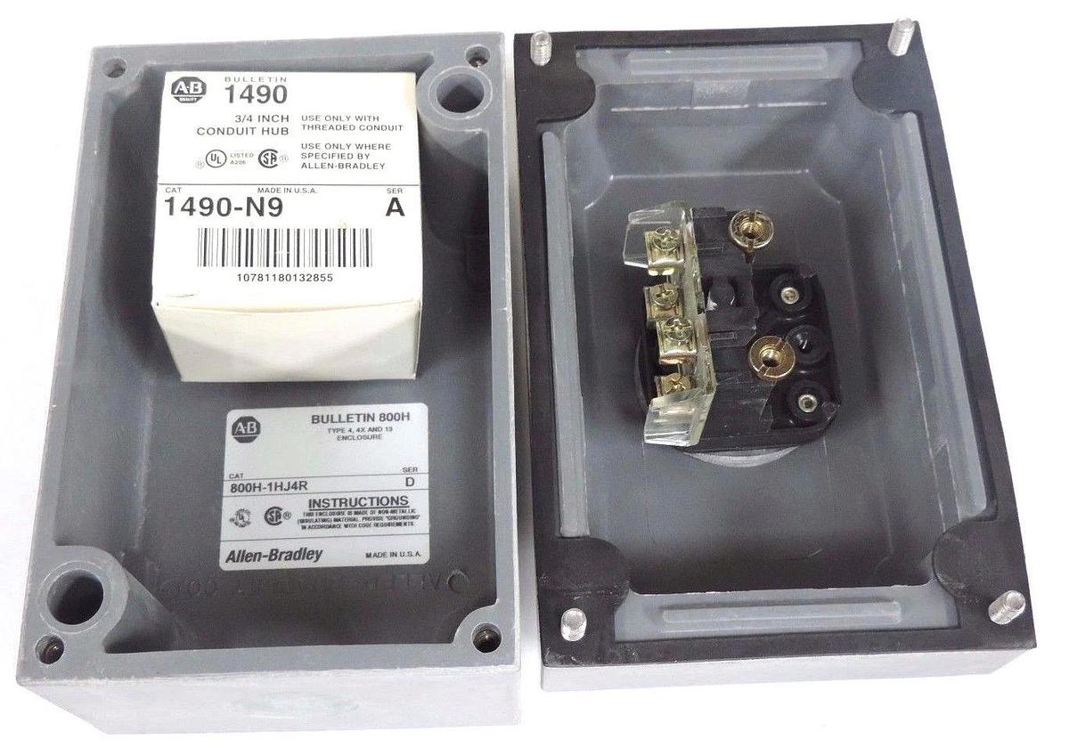 Used NIB ALLEN BRADLEY 800H-1HJ4R HEAVY DUTY PUSHBUTTON STATION 800H1HJ4R SER. D