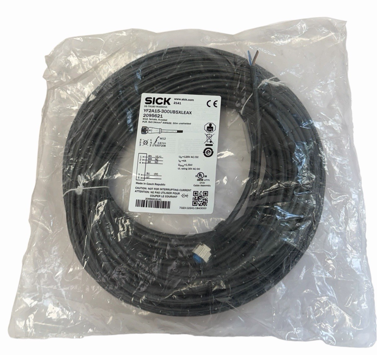 SICK YF2A15-300UB5XLEAX 2095621 Sensor Cable M12 5-Pin Female Open Leads 30M