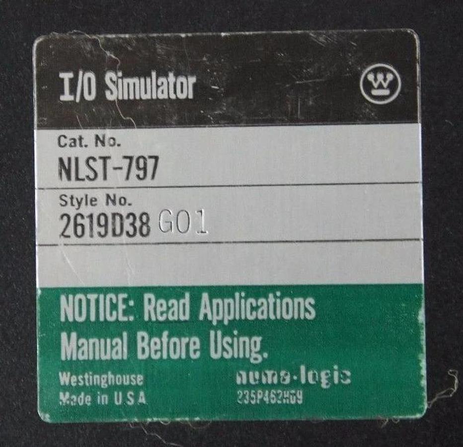 Used WESTINGHOUSE NLST-797 I/O SIMULATOR NUMA-LOGIC STYLE NO. 2619D38G01