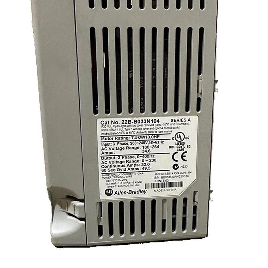 Used ALLEN BRADLEY 22B-B033N104 /A POWERFLEX 40 AC DRIVE 7.5kW/10HP 22BB033N104
