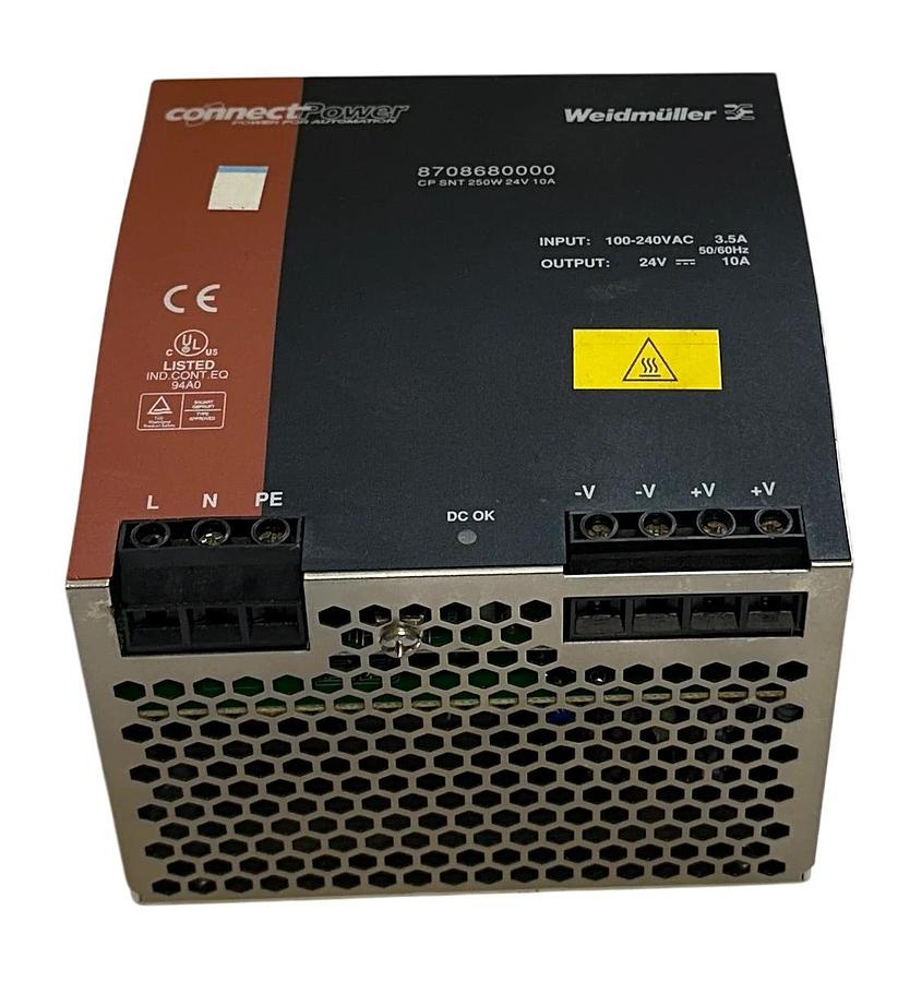 Used WEIDMULLER 8708680000 / CP SNT 250W 24V 10A connectPower POWER SUPPLY 3.5A USNP
