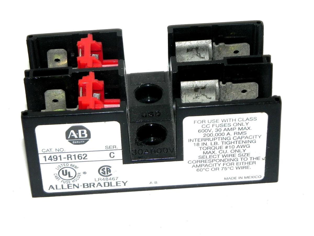 Used ALLEN BRADLEY 1491-R162 FUSE BLOCK SER. C 1491R162