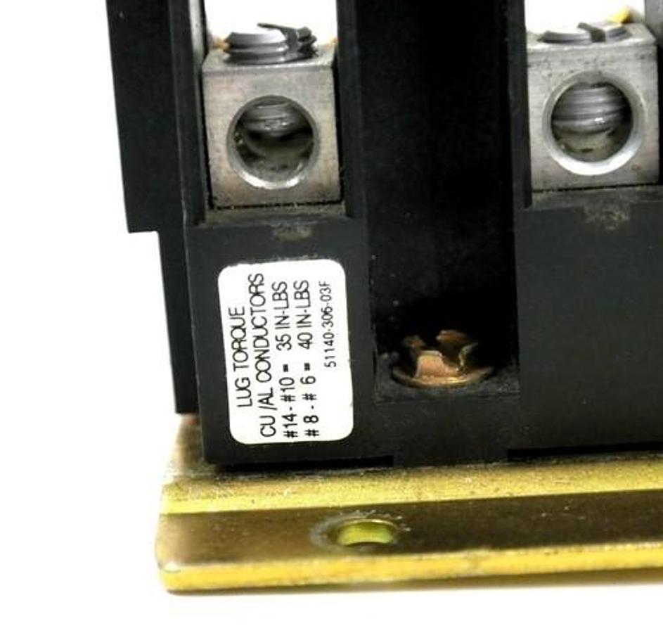 Used SQUARE D 51140-306-03F DISCONNECT LUG TORQUE 30AMPS CU/AL CONDUCTOR 5114030603F