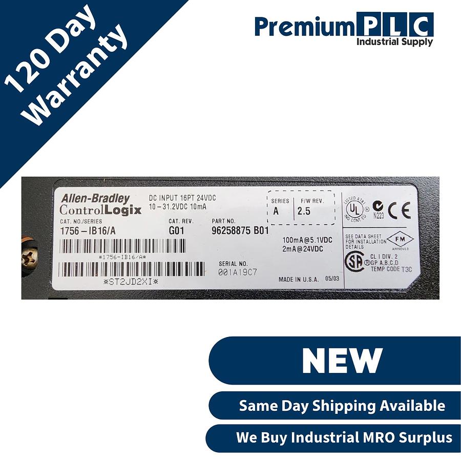 Used NEW ALLEN BRADLEY 1756-IB16 /A ControlLogix 16-PT DIGITAL INPUT MODULE F/W 2.5