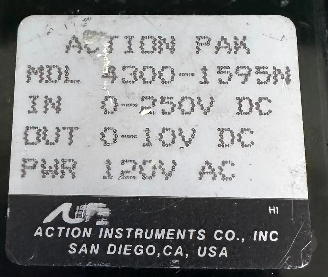 Used ACTION INSTRUMENTS 4300-1595N / 43001595N ACTION PAK RELAY 0-250VDC 120Vac