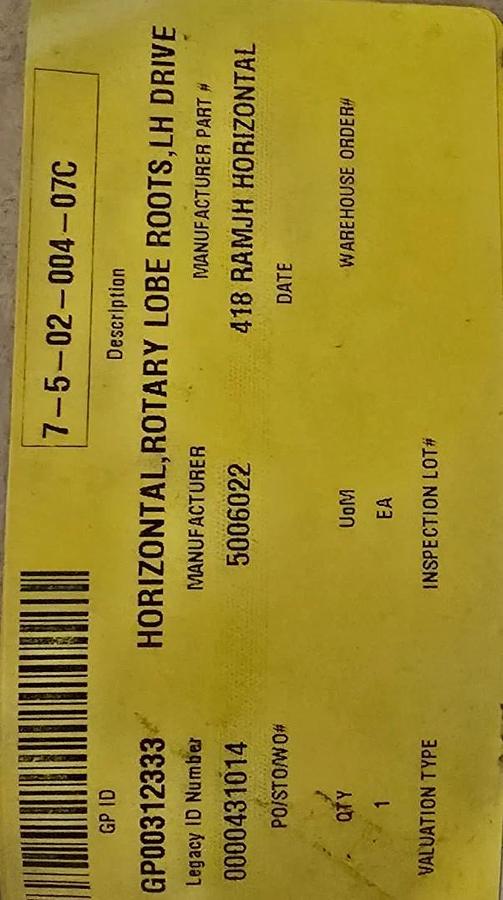 Roots 418 RAM-J | 418J Whispair Blower 8" In / 6" Out 819750LB REPAIRED (read)