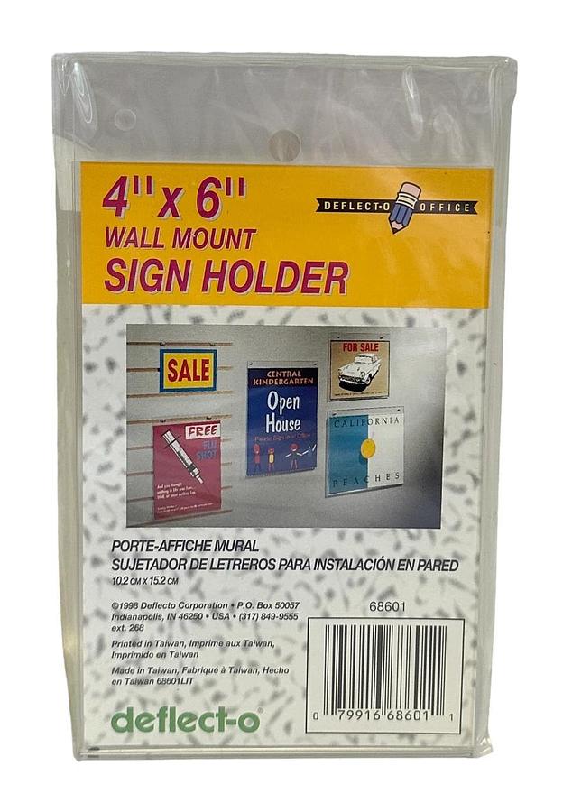 Used 12 NEW DEFLECT-O 68601 CLEAR 4''x6'' WALL SIGN HOLDERS NOS