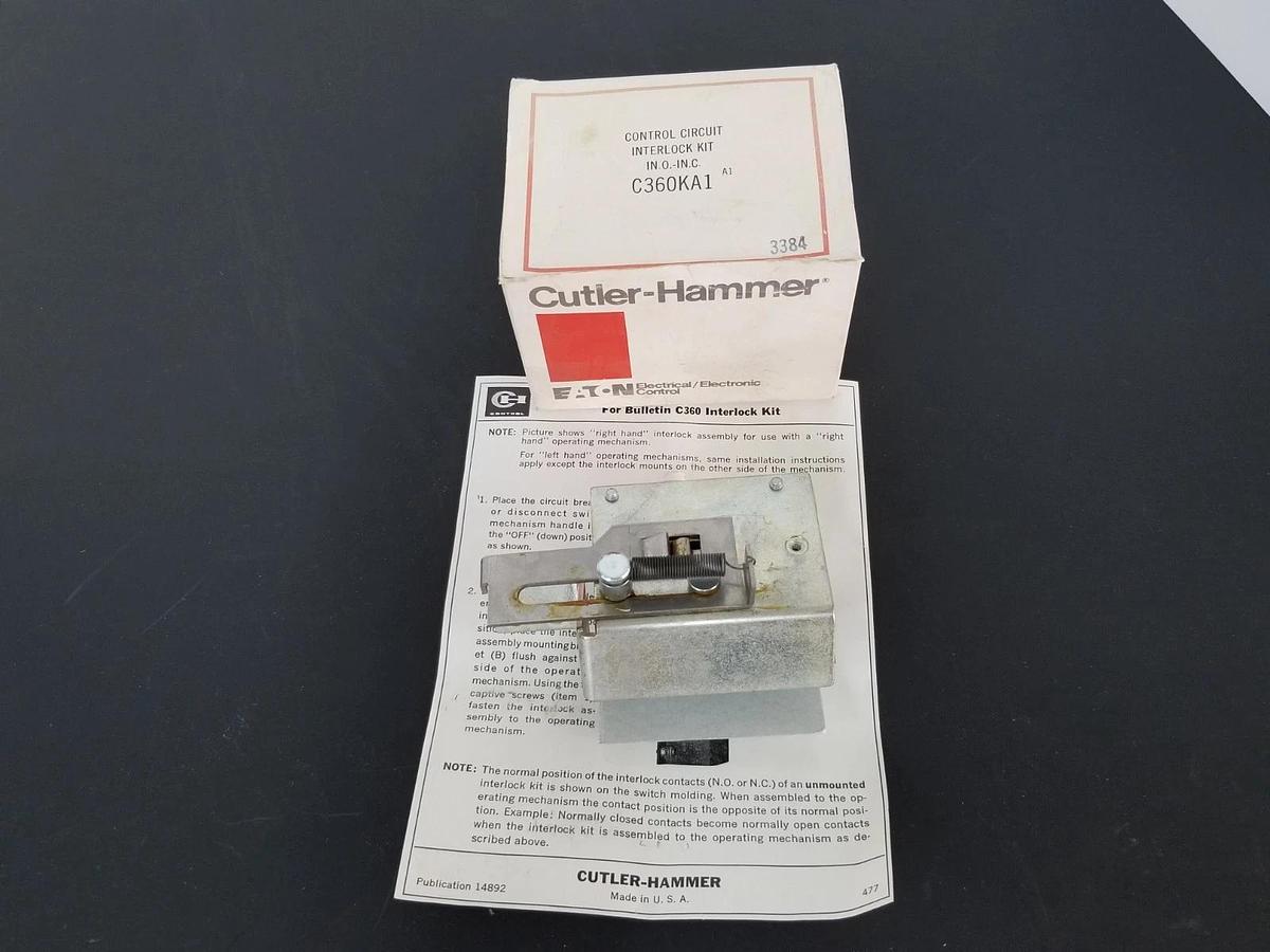 Used NIB EATON CUTLER-HAMMER C360KA1 INTERLOCK KIT 1NO/1NC SER. A1