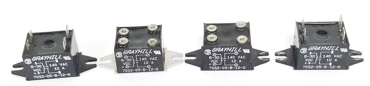 Used LOT OF 4 GRAYHILL 70S2-05-B-12-N RELAY CUBES 140VAC, 6-30VDC, 12A