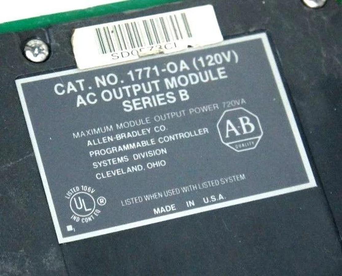 Used LOT OF 14 ALLEN BRADLEY 1771-OA (120V) AC OUTPUT MODULES SER B, 120V, 1771OA