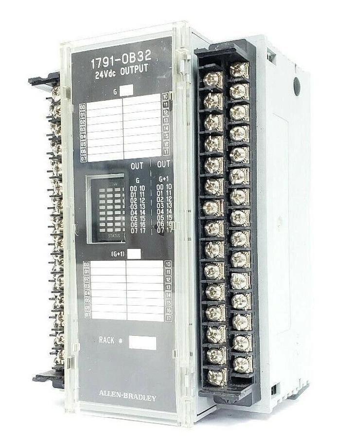 Used ALLEN BRADLEY 1791-0B32 I/O BLOCK 24VDC SER. B, P/N: 96333472 REV. A01