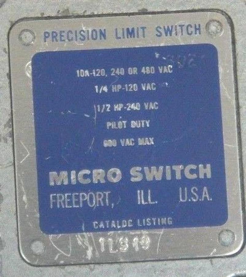 Used MICRO SWITCH 1LS19 LIMIT SWITCH 10A-120 240 OR 480VAC SWITCH BODY ONLY