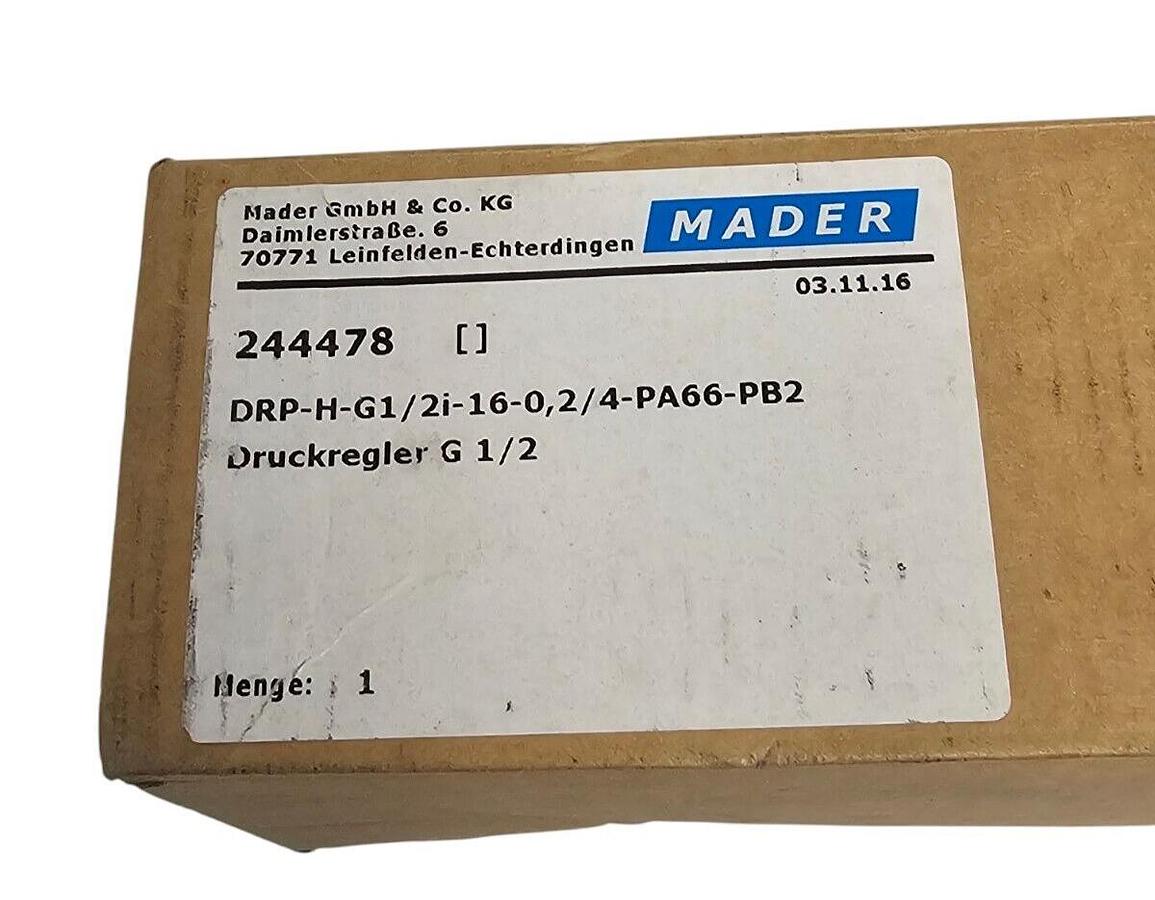 Used NIB MADER 244478 REGULATOR DRP-H-G1/2I-16-0,2/4-PA66-PB2