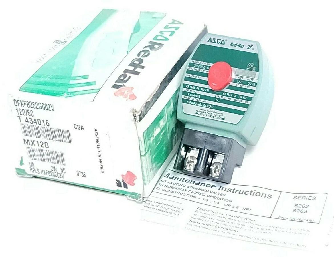 Used NIB ASCO OFKF8262G002V SOLENOID VALVE 120/60 1/8 2W NC