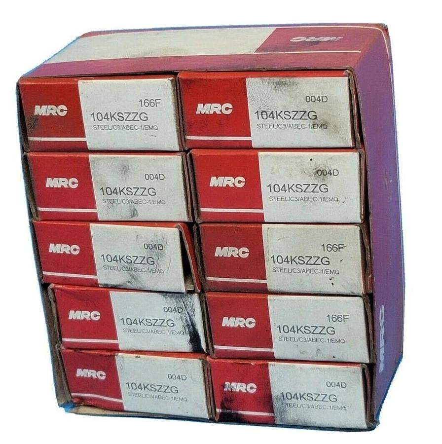 Used LOT OF 10 NIB MRC 104KSZZG SINGLE ROW BALL BEARINGS