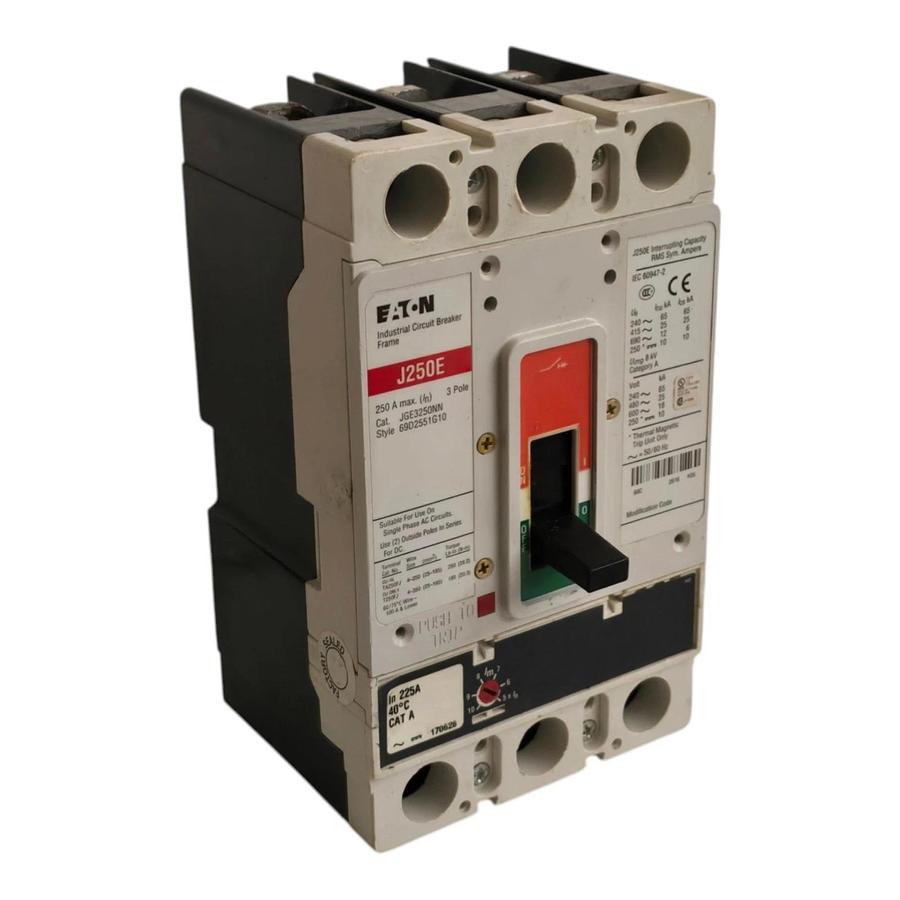 Eaton JGE3250NN | J250E Circuit Breaker 250A 3P 600V 69D2551G10 w/225A Trip NSNP 782116008612