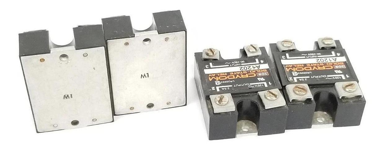 Used LOT OF 4 CRYDOM A1202 SOLID STATE RELAYS 120V, 2.5A