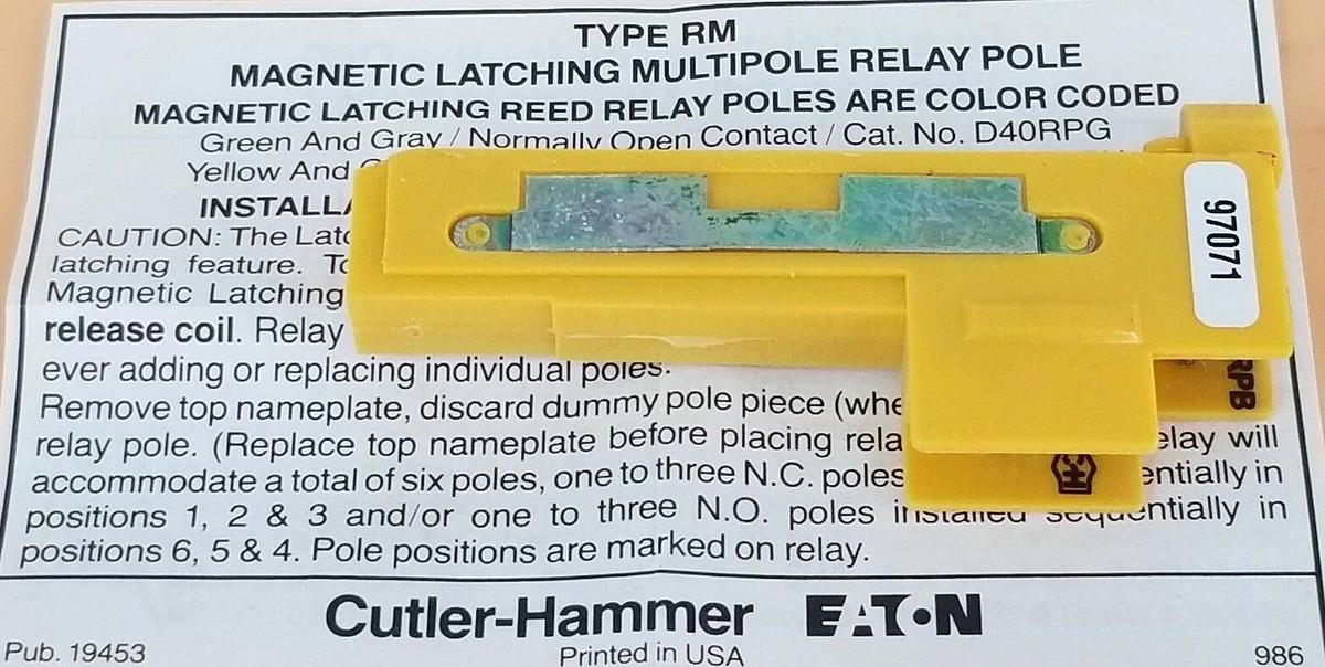 Used LOT OF 10 NIB EATON CUTLER HAMMER D40RPB REED RELAYS 1 N.C.