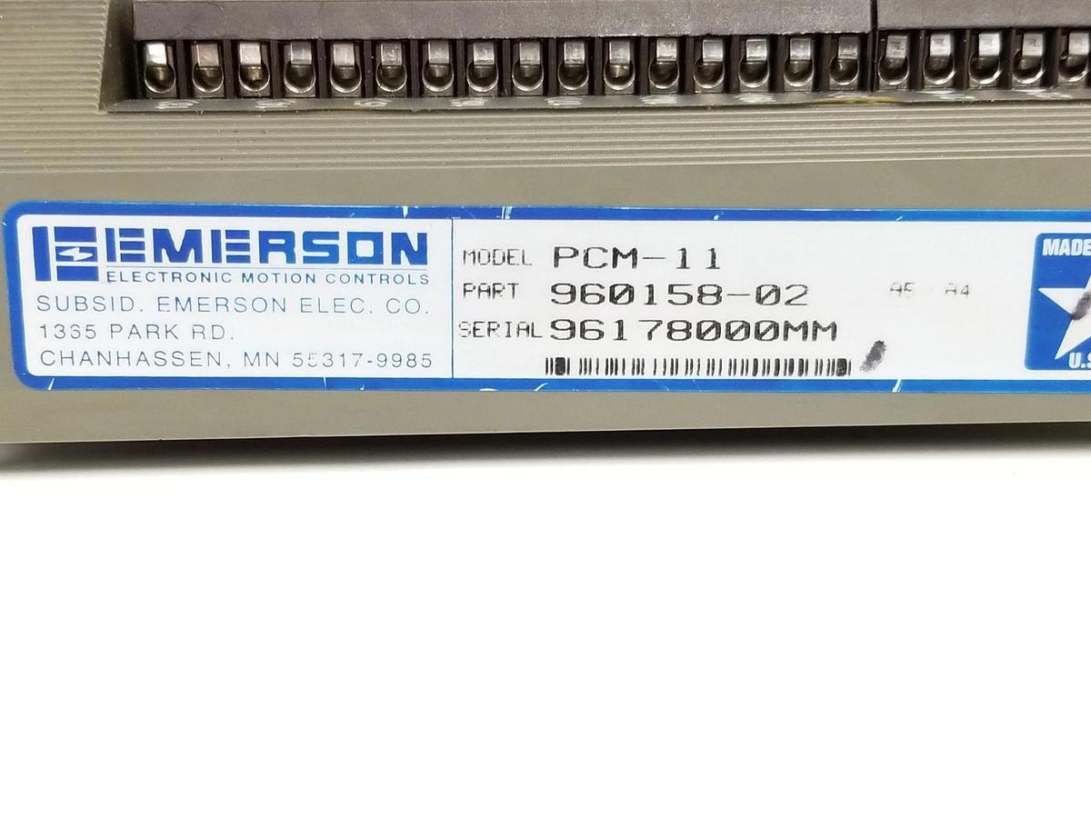 Used EMERSON PCM-11 MOTION PROGRAM CONTROLLER 960158-02 (FOR PARTS)