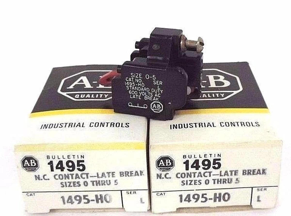 Used LOT OF 2 NIB ALLEN BRADLEY 1495-H0 N.C. CONTACT LATE BREAK 1495N0, SER. L