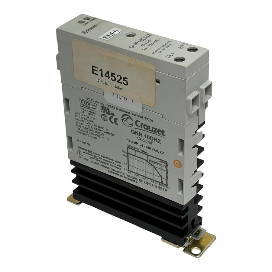 Used Crouzet GNR10DHZ Cooltech Solid State Relay SSR 10A 24-280VAC 4-32VDC Heatsink