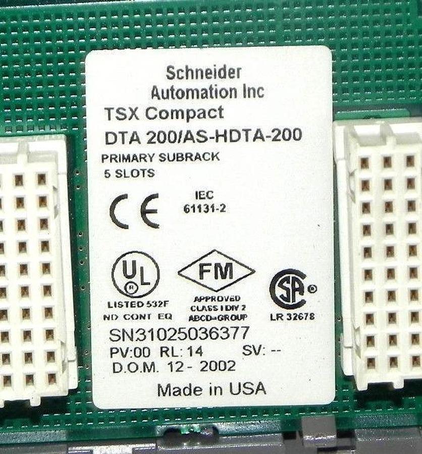 Used SCHNEIDER AUTOMATION DTA-200/AS-HDTA-200 SUBRACK PRIMARY 5SLOT TSX COMPACT
