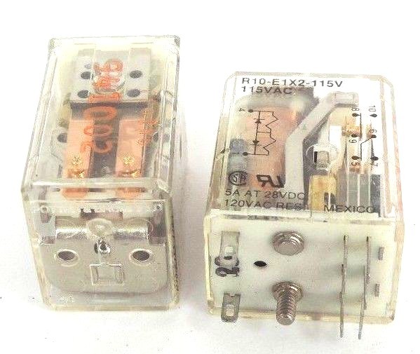 Used LOT OF 2 POTTER & BRUMFIELD R10-E1X2-115V RELAYS R10E1X2115V, 115VAC