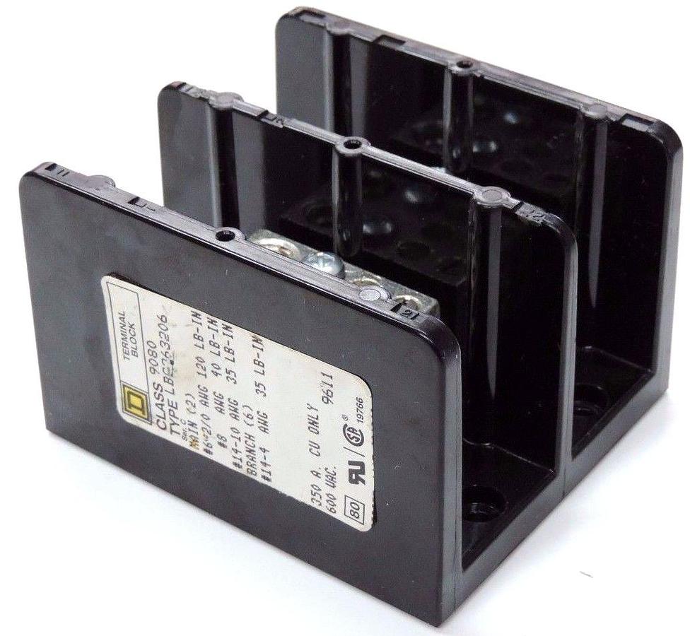 Used SQUARE D 9080-LBC-263206 POWER DISTRIBUTION BLOCK 9080LBC263206, 600V 350A