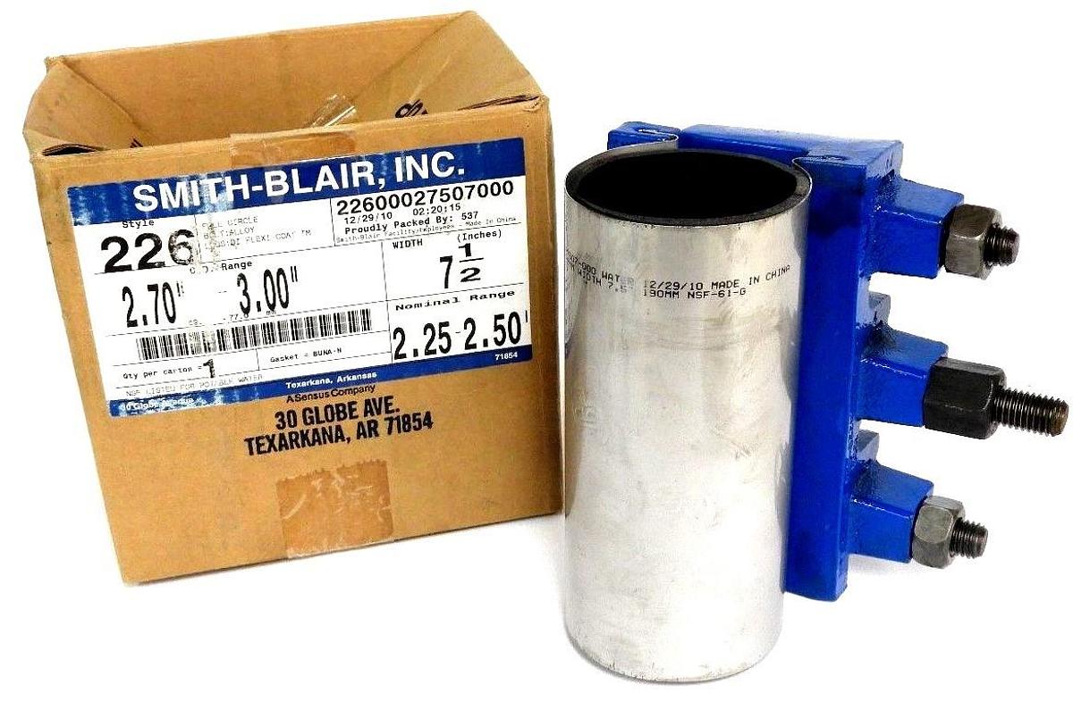 Used NIB SMITH-BLAIR INC. 226 REPAIR CLAMP 2.70"-3.00" WIDTH 7 1/2"