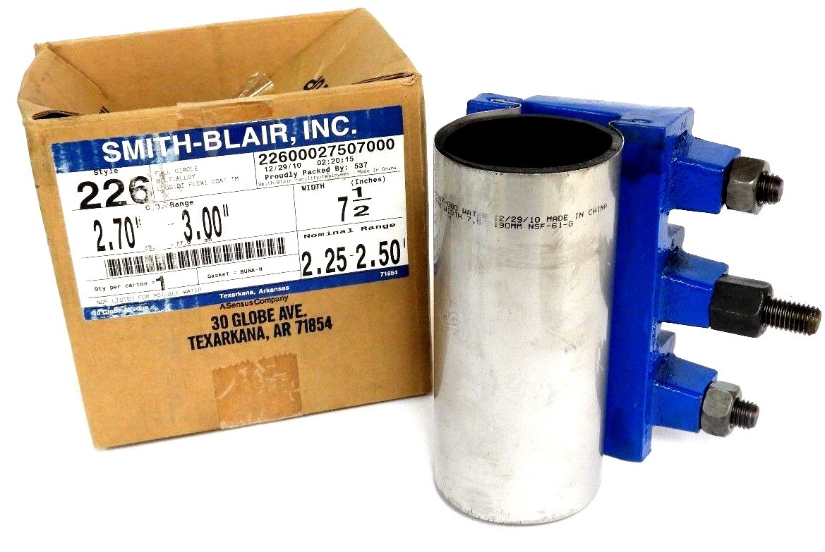 Used NIB SMITH-BLAIR INC. 226 REPAIR CLAMP 2.70"-3.00" WIDTH 7 1/2"