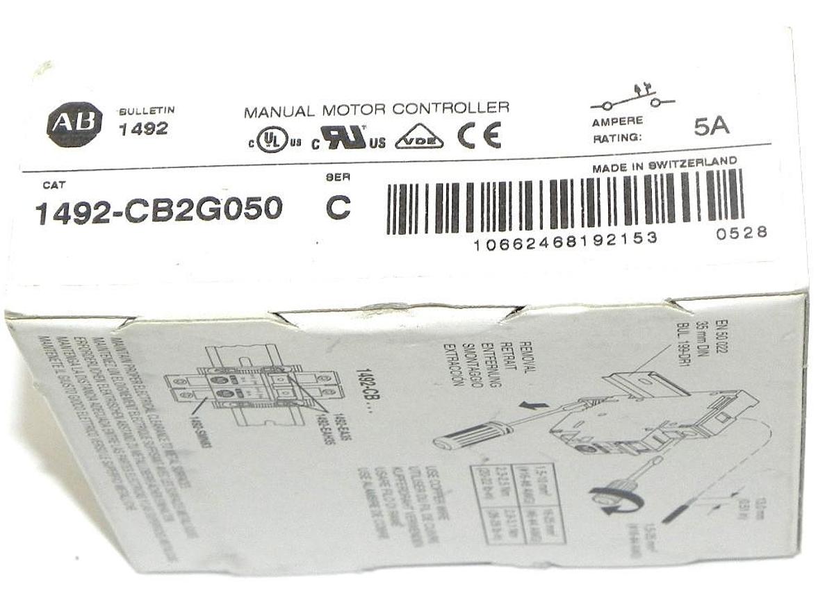 Used NIB ALLEN BRADLEY 1492-CB2G050 CIRCUIT BREAKER 1492CB2G050 5AMP SER. C