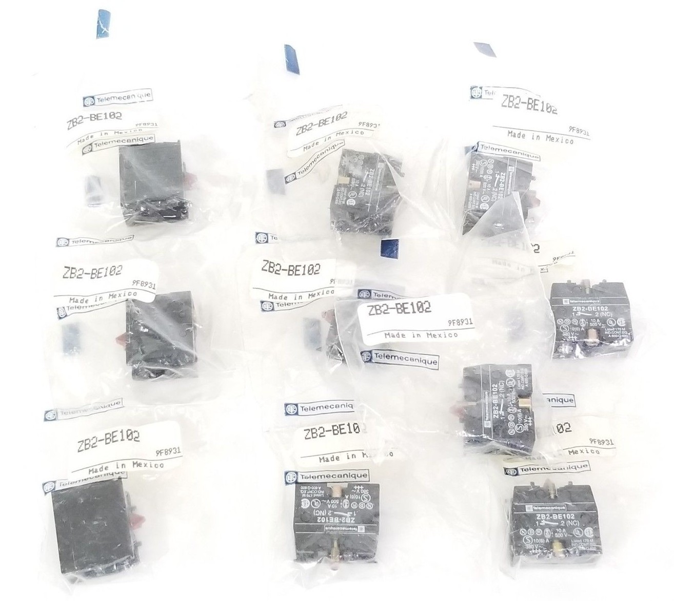 LOT OF 10 NEW TELEMECANIQUE ZB2BE102 CONTACT BLOCKS 10AMPS, 600V